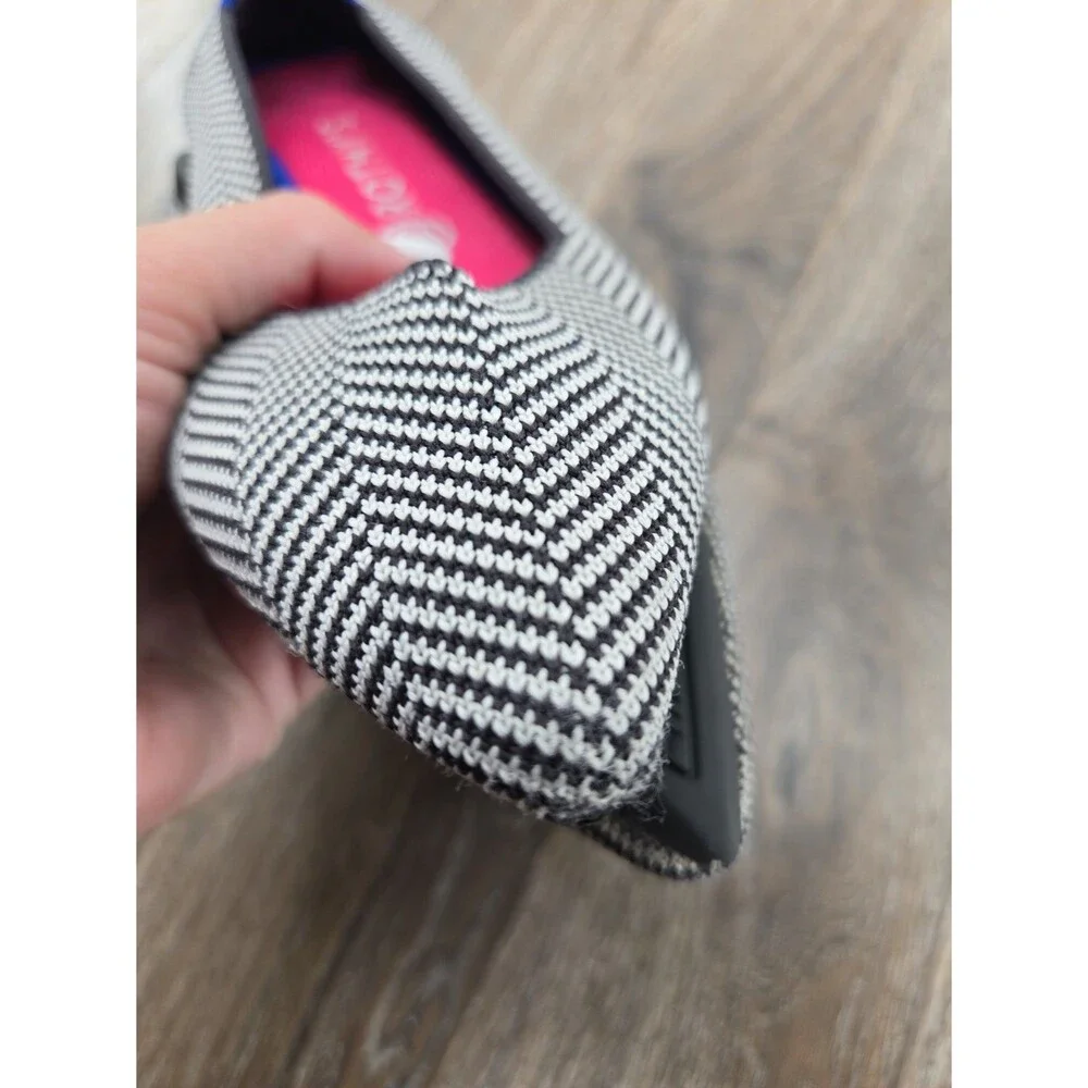 Rothy's The Point Flats Gray Grey Herringbone  Women's Size 8
